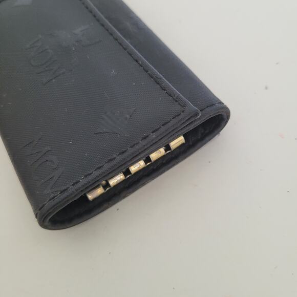 MCM Visetos Black Wallet Key Case Holder Designer Trifold Signature Small Box - Picture 11 of 12